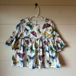 Gymboree Butterfly Flutter Sleeve Cotton Blouse Girls  M 7/8